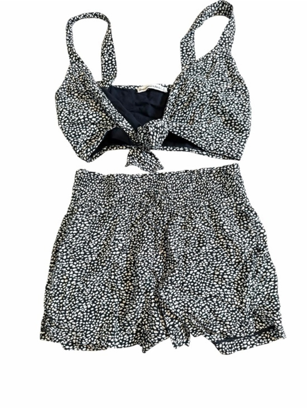Abercrombie & Fitch Matching Tie Front Crop Top & Shorts Set Size Small Preppy